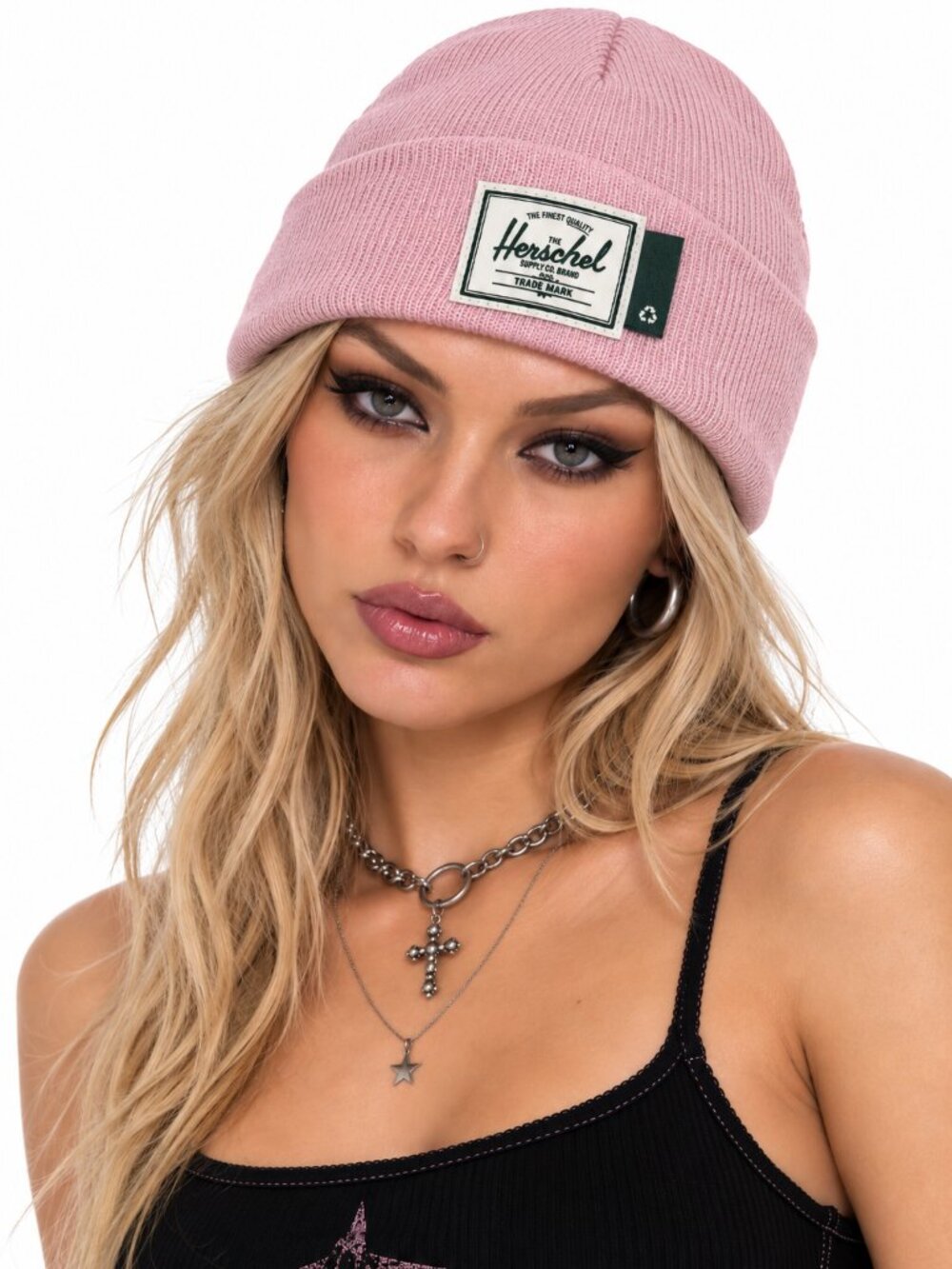 Herschel Supply Co Elmer Beanie Ash Rose Pink Rib Knit Cuffed Hat NWT